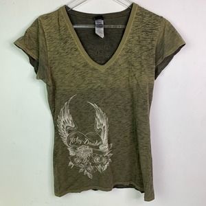 Harley-Davidson Motorcycle Logo Miami Florida Green T-shirt — Women's Size Small